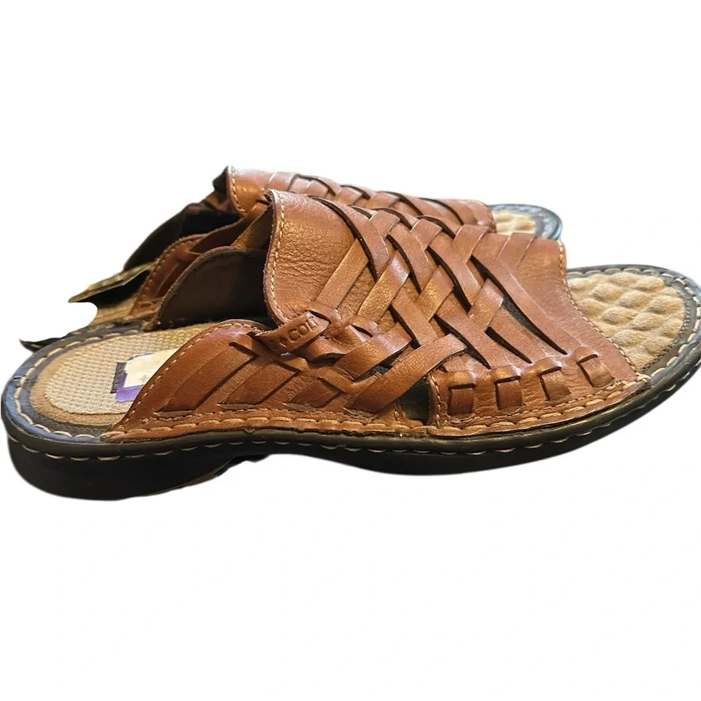 NWT RJ Colt Men's Corbin Leather Weave Slip On Fisherman Sandals Size 9.5M 28122